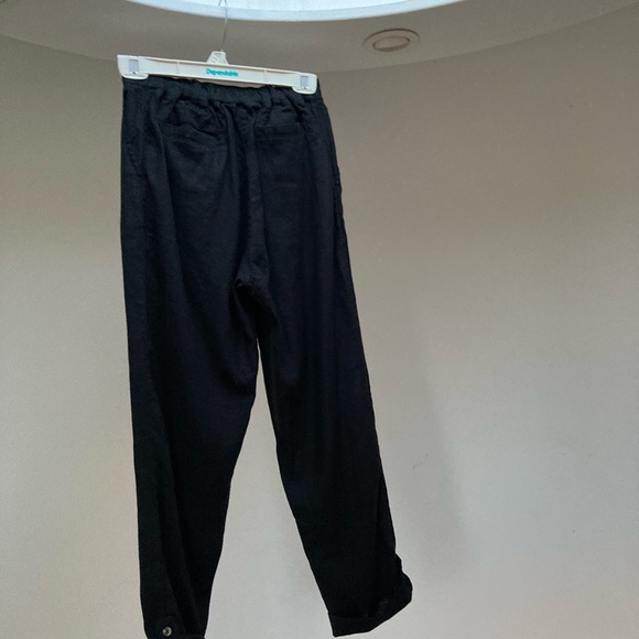 Fat Face | Black Linen/Viscose Pants with Adjustable Roll Up Hem - Picture 5 of 8